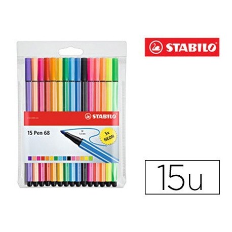 Retolador Stabilo Pen 68 Estoig 10u. Standard + 5 neó