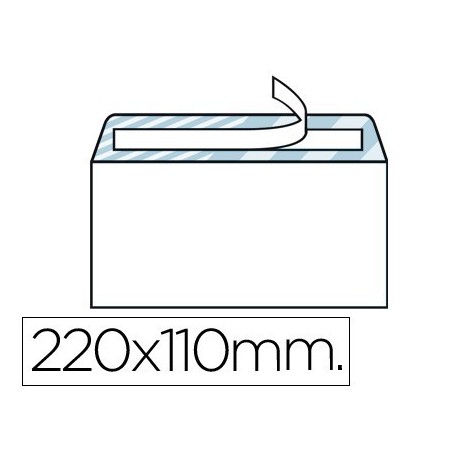 Sobres blancs 110x220mm. Tira silicona 500u.