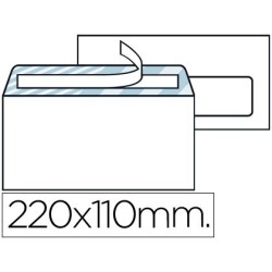 Sobres blancs 110x220mm. Tira silicona finestra dreta 500u.