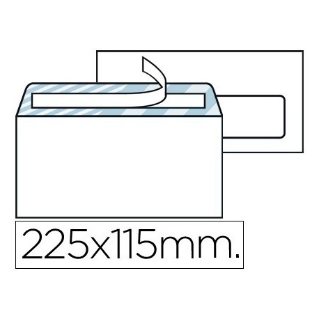 Sobres blancs 115x225mm. Tira silicona finestra dreta 500u.