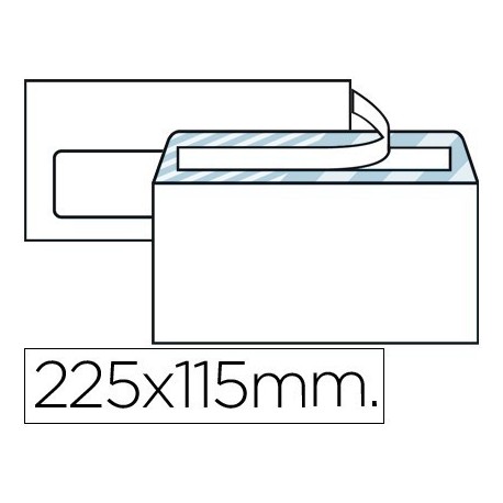 Sobres blancs 115x225mm. Tira silicona finestra esquerra 500u.