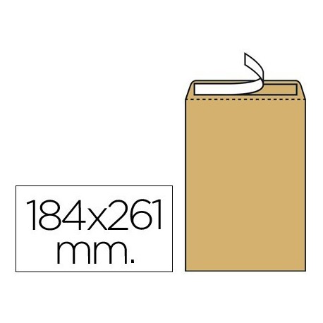 Sobre bolsa nº6 kraft 4º prolongado 184x261mm tira de silicona 250u.