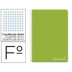 Espiral folio Witty tapa dura 80h 75gr cuadro 4mm con margen color verde