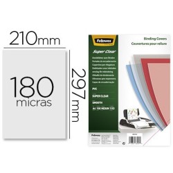 Tapa de encuadernacion Fellowes A4 PVC transparente cristal 180µ. 100u.