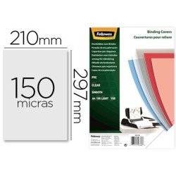 Tapa de encuadernacion Fellowes A4 PVC 150µ. transparente 100u.