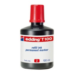 Tinta per reomplir marcadors Edding 100ml. vermella