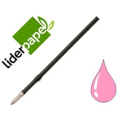 Recanvi bolígraf Liderpapel Gummy touch retràctil 1,0mm tinta rosa 10u.