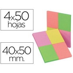 Bloc de notes adhesives posar i treure 40x50mm neó 4u.