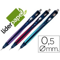 Portaminas Liderpapel 0.5mm con punta retractil y sujecion de caucho colores surtidos