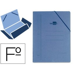 Carpeta gomes cartró compacte 3 solapes foli blau