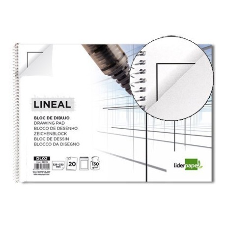 Bloc dibuix lineal espiral amb requadre foli 130gr