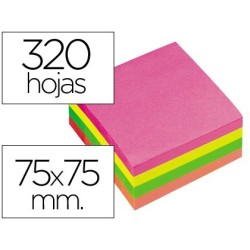 Tac notes adhesives posar i treure 75x75mm neó 320 fulls