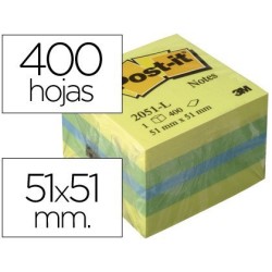 Post-it mini cub notes 400 fulls 51x51mm. llimona