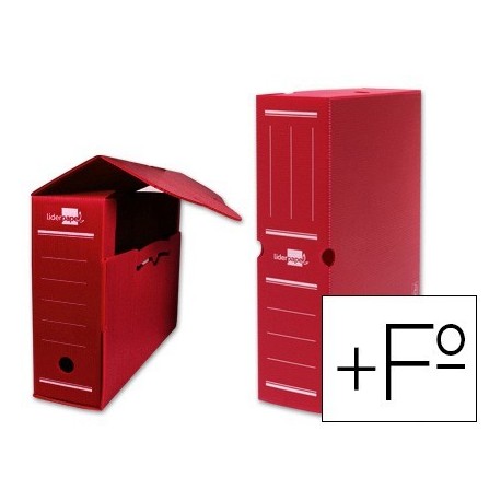 Cajas de archivo definitivo plástico rojo Folio prolongado