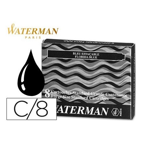 Tinta ESTILOGRAFICA waterman negra 8 cartutxos estàndard -llargs