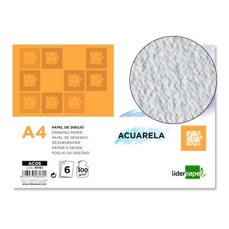 Papel acuarela Minipack A4 6u.