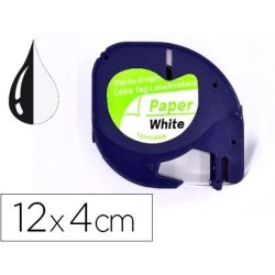 Cinta compatible amb Brother LETRATAG paper 12mmx4mt negre-blanc