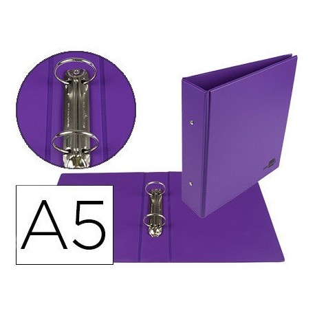 Carpeta 2 anelles PP 55mm A5 violeta