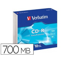 CD-RW verbatim extra protecció 700MB 10u. caixa slim