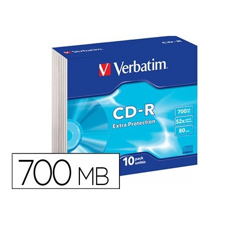 CD-RW verbatim extra protecció 700MB 10u. caixa slim