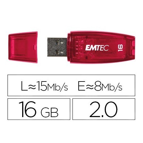 Memoria USB emtec flash c410 16 gb 2.0 rojo