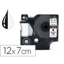 Cinta compatible amb Dymo D1 negre-transparent 12mmx7mt