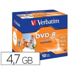 Dvd-r verbatim per imprimir 4.7GB 10u.