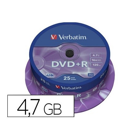 Dvd + r verbatim 4.7GB 25u.