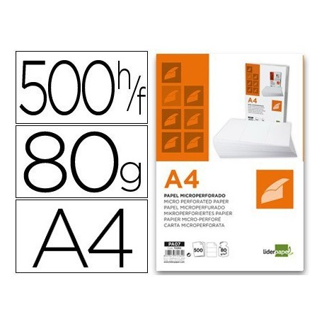 Paper A4 80g 500u. blanc microperforat en tres parts iguals