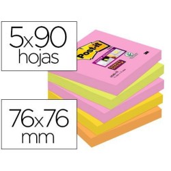 Post-it super sticky Cape Town 76x76mm pack 5u.