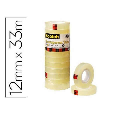 Cinta adhesiva Scotch transparent 12mmx33m.12u.