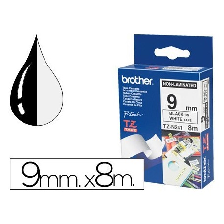 Cinta Brother tz/tze 12mm. X8m. Negre/blanc no laminada. tze-N231