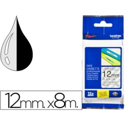 Cinta Brother tz/tze 12mm. X8m. Negre/transparent laminada. tze-131