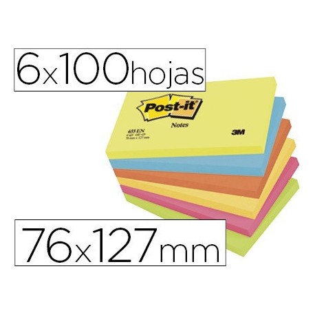 Post-it bloc notes neó 76x127mm blocs