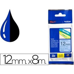 Cinta Brother tz/tze 12mm. X8m. Negre/blau laminada. tze-531