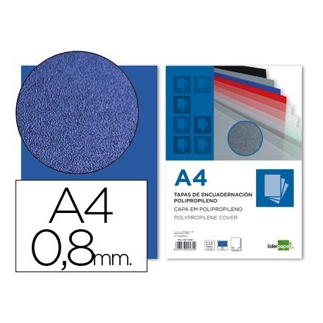 Tapa enquadernació PP A4 0.8mm blau 50u.