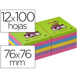 Post-it super sticky neó 76X76 pack 12 blocs