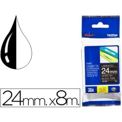 Cinta Brother tz/tze 24 mm. X8m. Blanc/negre laminada. tze-355