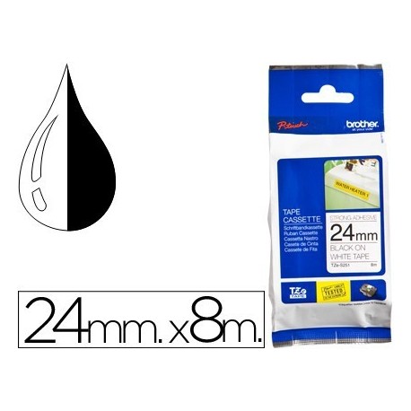 Cinta Brother tze-S251 blanc-negre 24mm 8m.superadhesiva