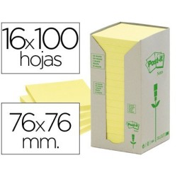 Post-it 100% reciclats 100 fulls groc 76X76 24 blocs