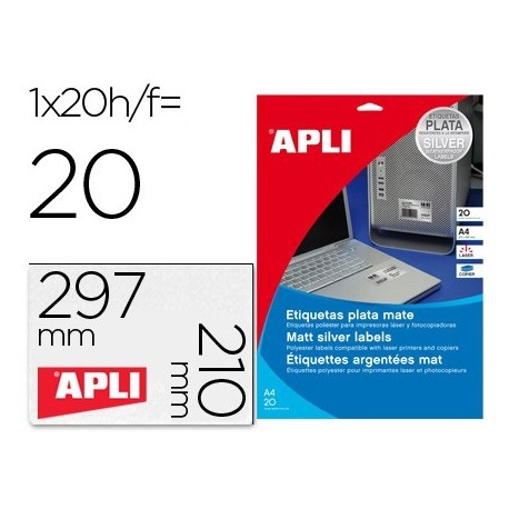 Etiqueta Apli 10071 metal·litzada A4 20 fulls