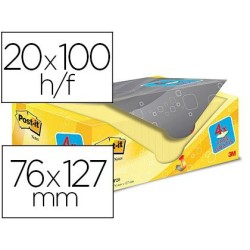 Post-it super sticky groc 76x127mm pack 20 + 4gratis