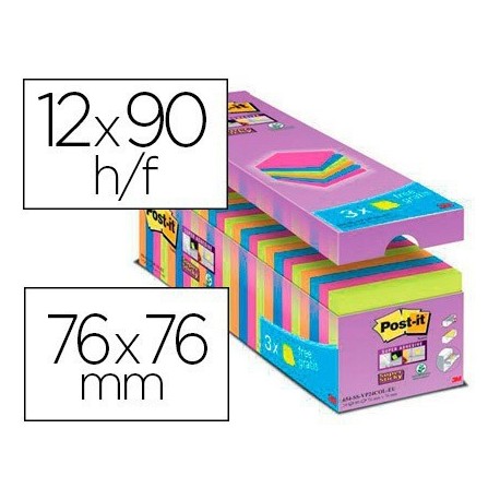 Post-it super sticky 76x76mm 21 +3 blocs