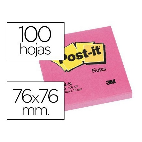 Post-it gama Neó 76x76mm. Rosa ultra 6u.