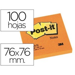 Post-it gama Neó 76x76mm. taronja neó 6u.