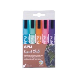 Retolador Apli Liquid Chalk  Punta rodona pastel 5u.