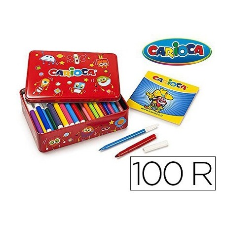 Rotulador Carioca kit caja metálica 100u.