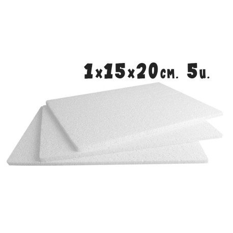 Planchas porexpan 1cm 15x20cm. 5u.