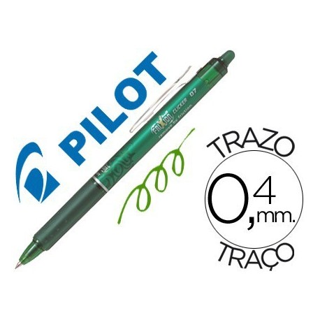 Bolígrafo Pilot tinta borrable Frixion Clicker verde