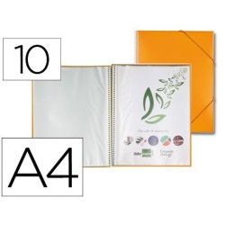 Carpeta amb 10 fundes amb espiral A4 taronja